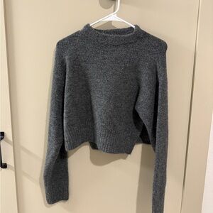 Zara gray cropped mock neck sweater